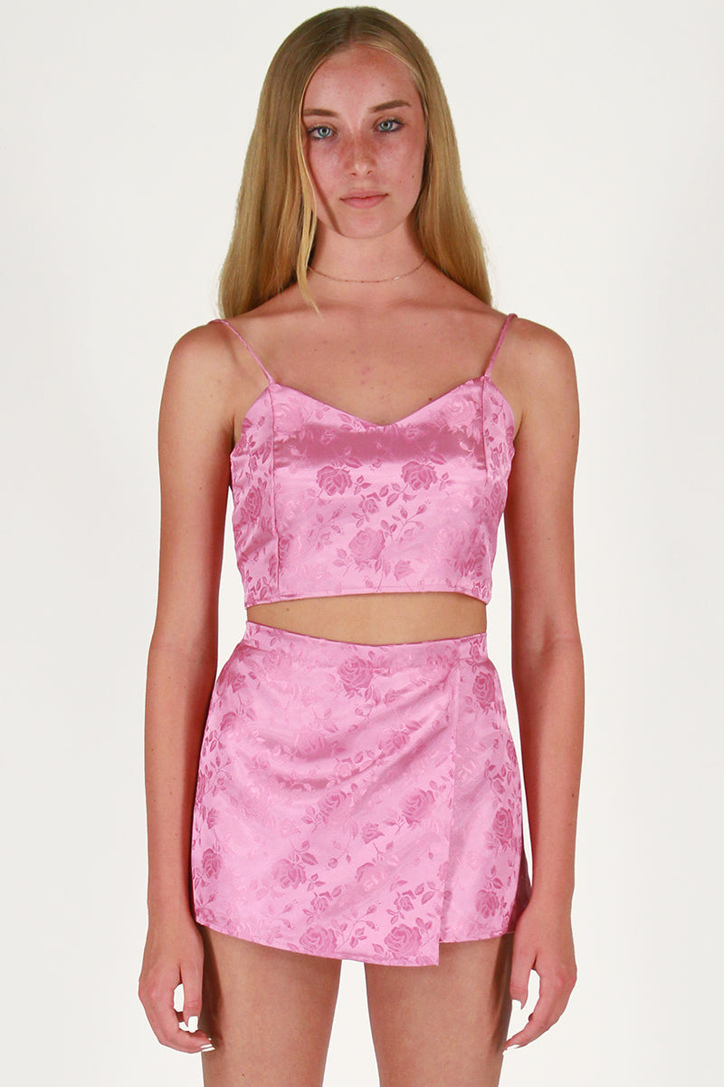 pink satin cami top