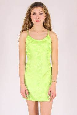 satin lime green dress