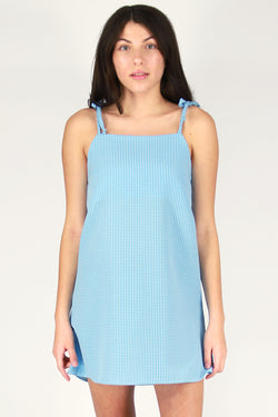 baby blue square neck dress