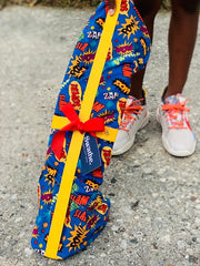 skateboard wrapped in reusable gift wrap