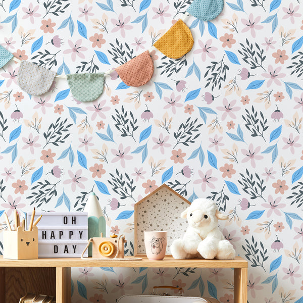 Boho Floral Blue Wallpaper – SirFace Graphics
