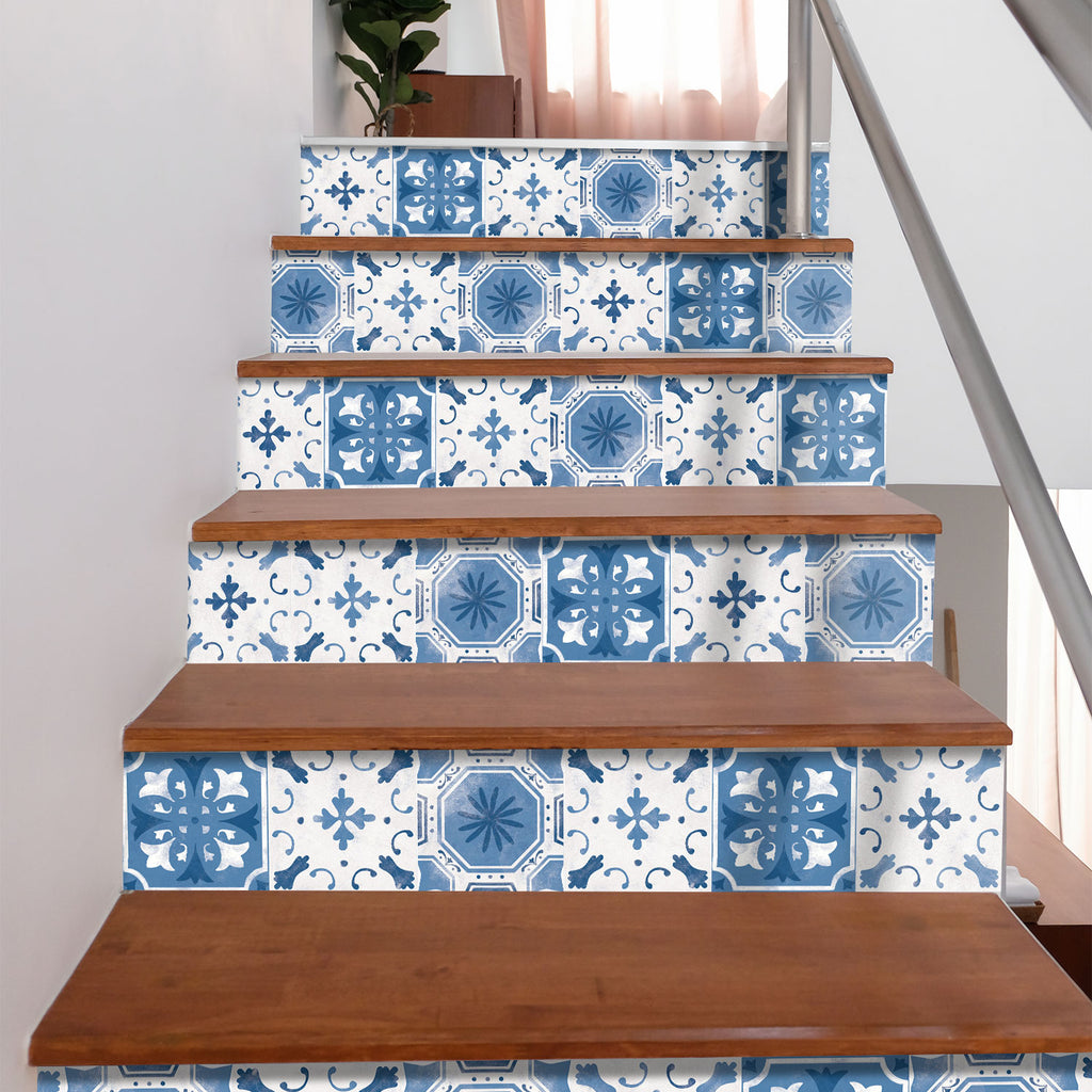 Santorini Blue Stair Riser Stickers - PACK OF 6