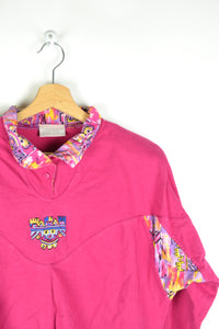 Vintage 80s - ADIDAS Pink Collared Sweatshirt - Size XS