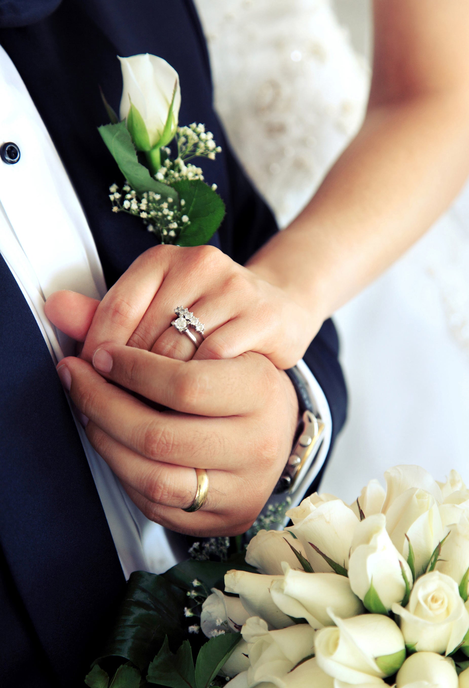 Wedding couple with custom rings