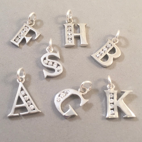 6-7MM Initial Letter Charm,Solid 925 Sterling Silver Charm,Simple Alphabet  Charm,DIY Custom Name Charm 1431174