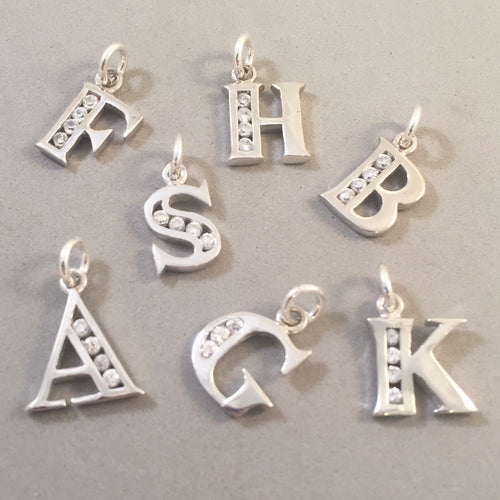 Alphabet Small .925 Sterling Silver Charm Pendant Letter Initial High Polished Tiny Little LT-S S