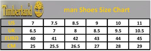 Timberland Men S Shoe Size Chart