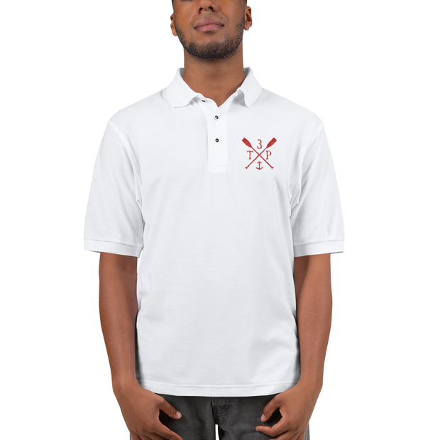 Download 3tp Oars Embroidered Polo Shirt White With Red Point Pulley