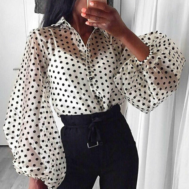 mesh polka dot shirt