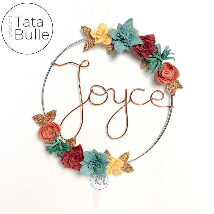 Couronne Prenom Et Fleurs En Feutrine Fait Main Tata Bulle