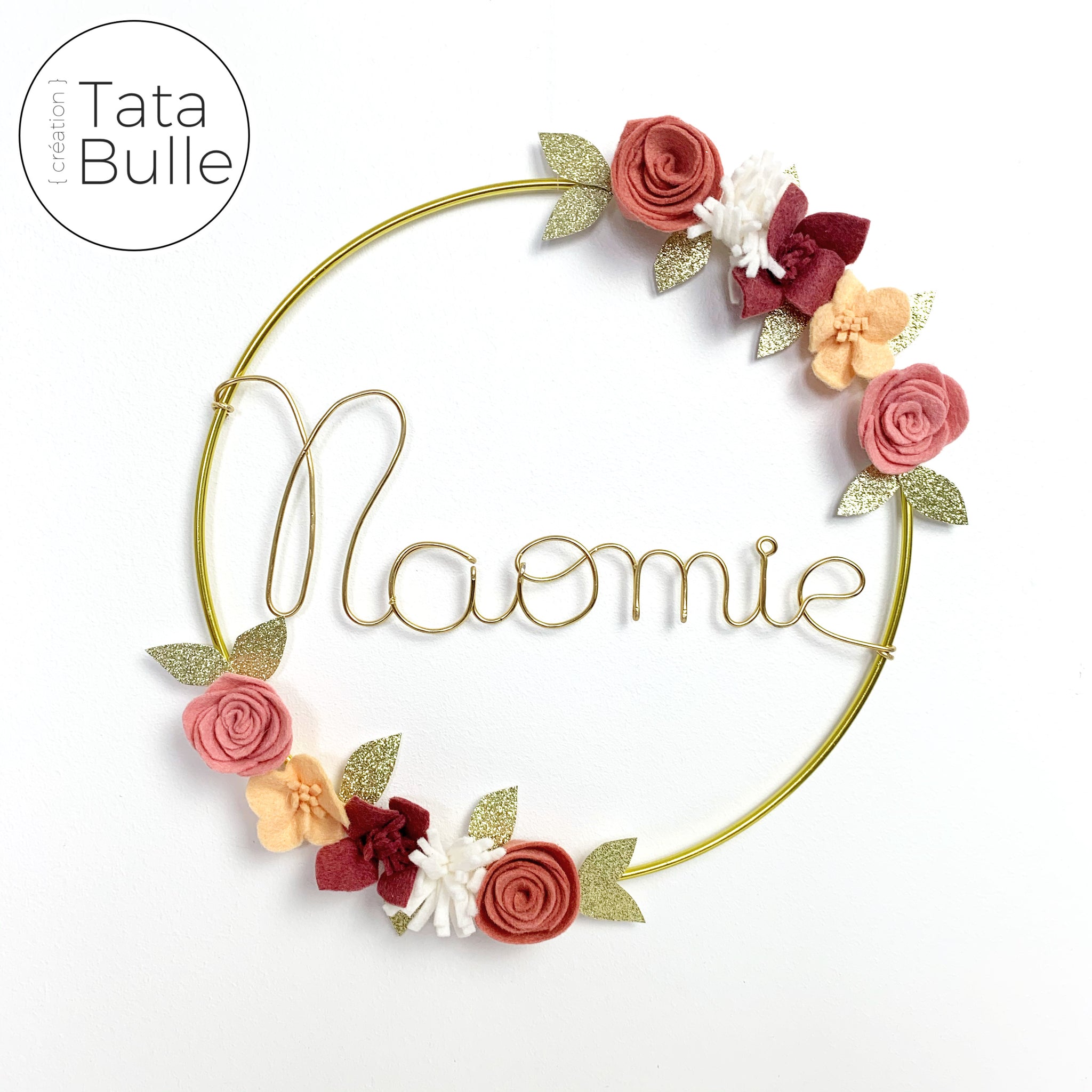 Couronne Prenom Et Fleurs En Feutrine Fait Main Tata Bulle