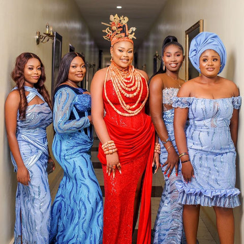 Asoebi fabrics Nigerian weddings