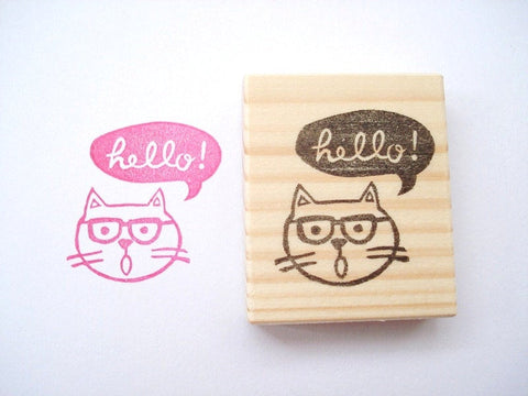 Sleeping Cat Rubber Stamp Hand Carved Rubber Stamp Stamping