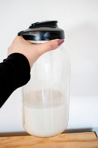 almond milk in a mason jar