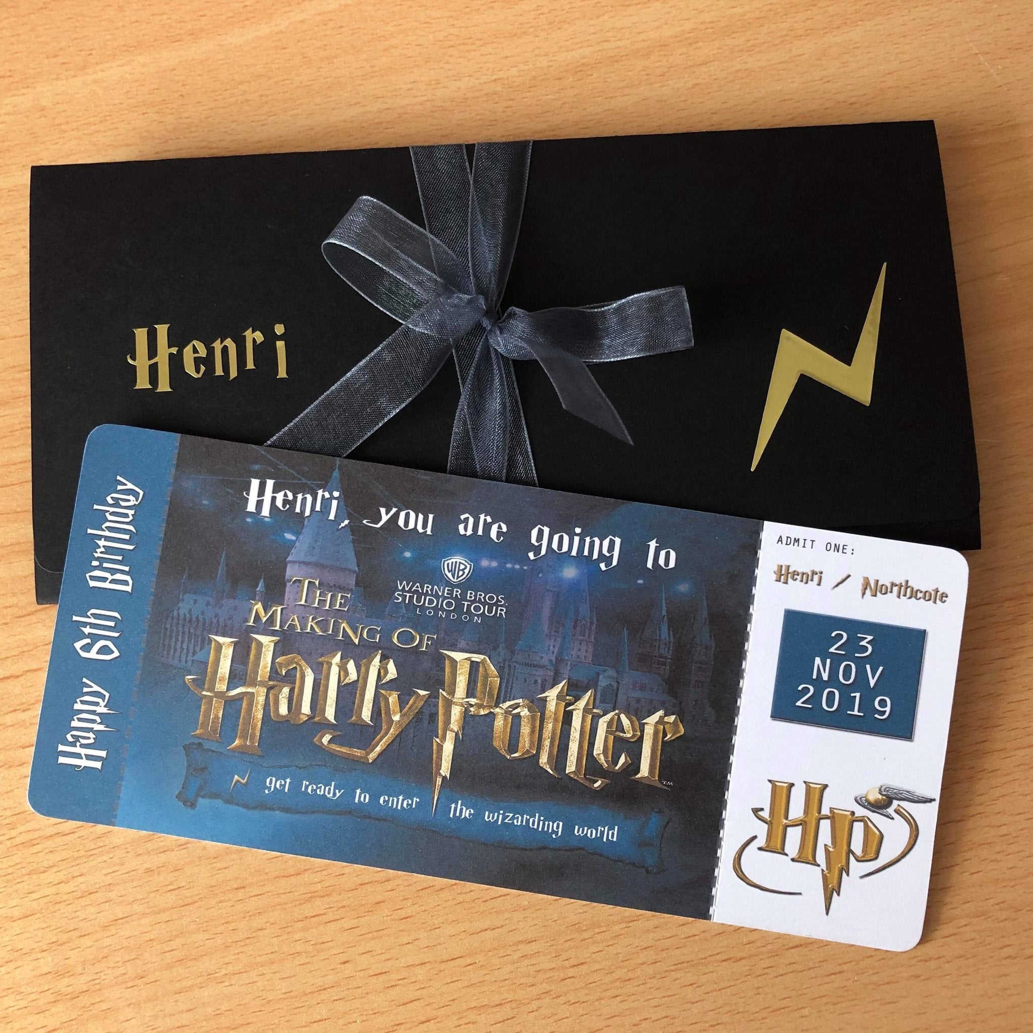 Surprise Trip Ticket Harry Potter Studio Tour Wonderland Occasions