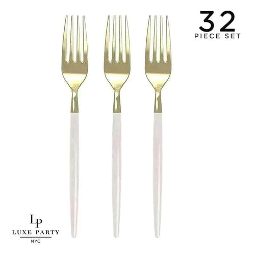 Luxe Party Plastic Spoons Mini White and Gold