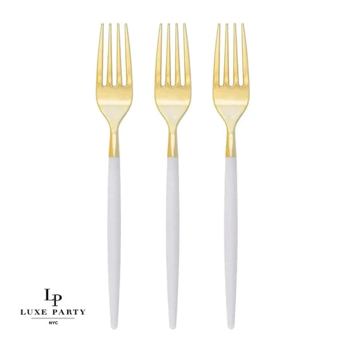 Luxe Party Plastic Cutlery Set - White Gold