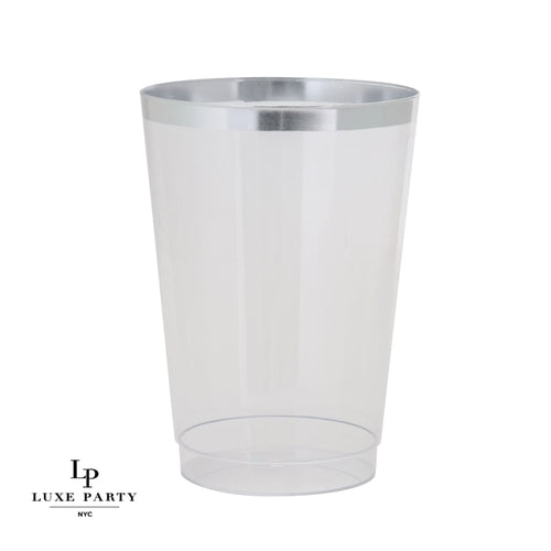12.5 Oz White and Silver Plastic Coffee Cups - Luxe Party – Luxe Party NYC