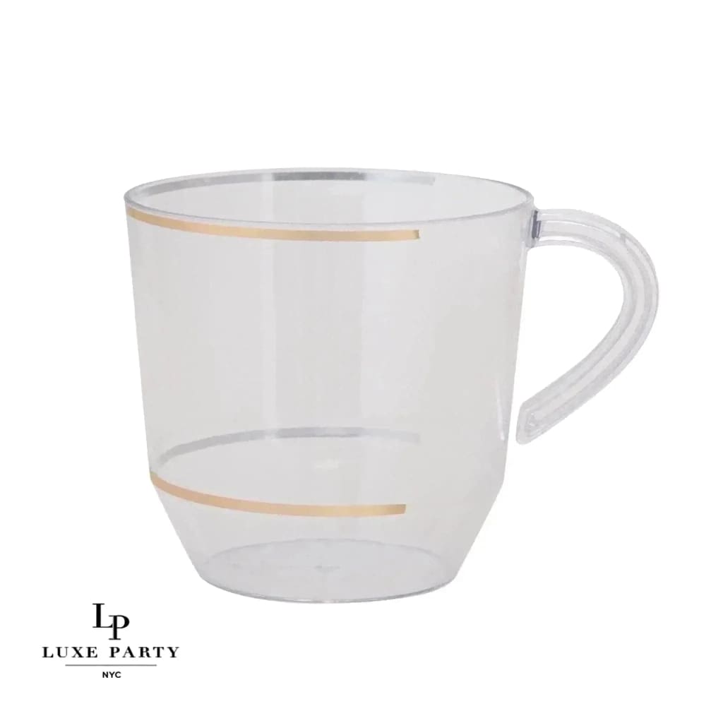 12.5 Oz Round White and Gold Plastic Coffee Cup - Luxe Party –