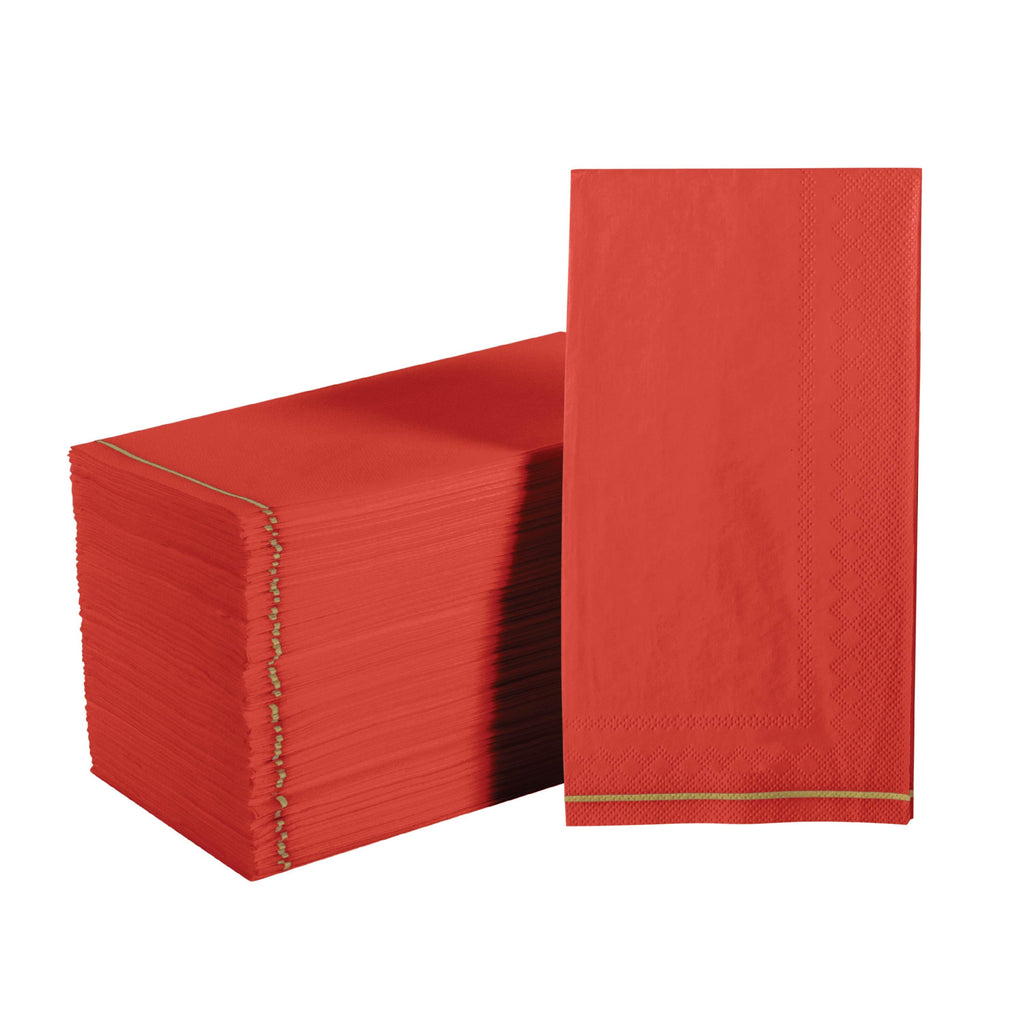 Efavormart 5 Pack Red Striped Satin Cloth Napkins, Wrinkle-Free Reusable Dinner Napkins - 20 inchx20 inch for Wedding Party Event Banquet