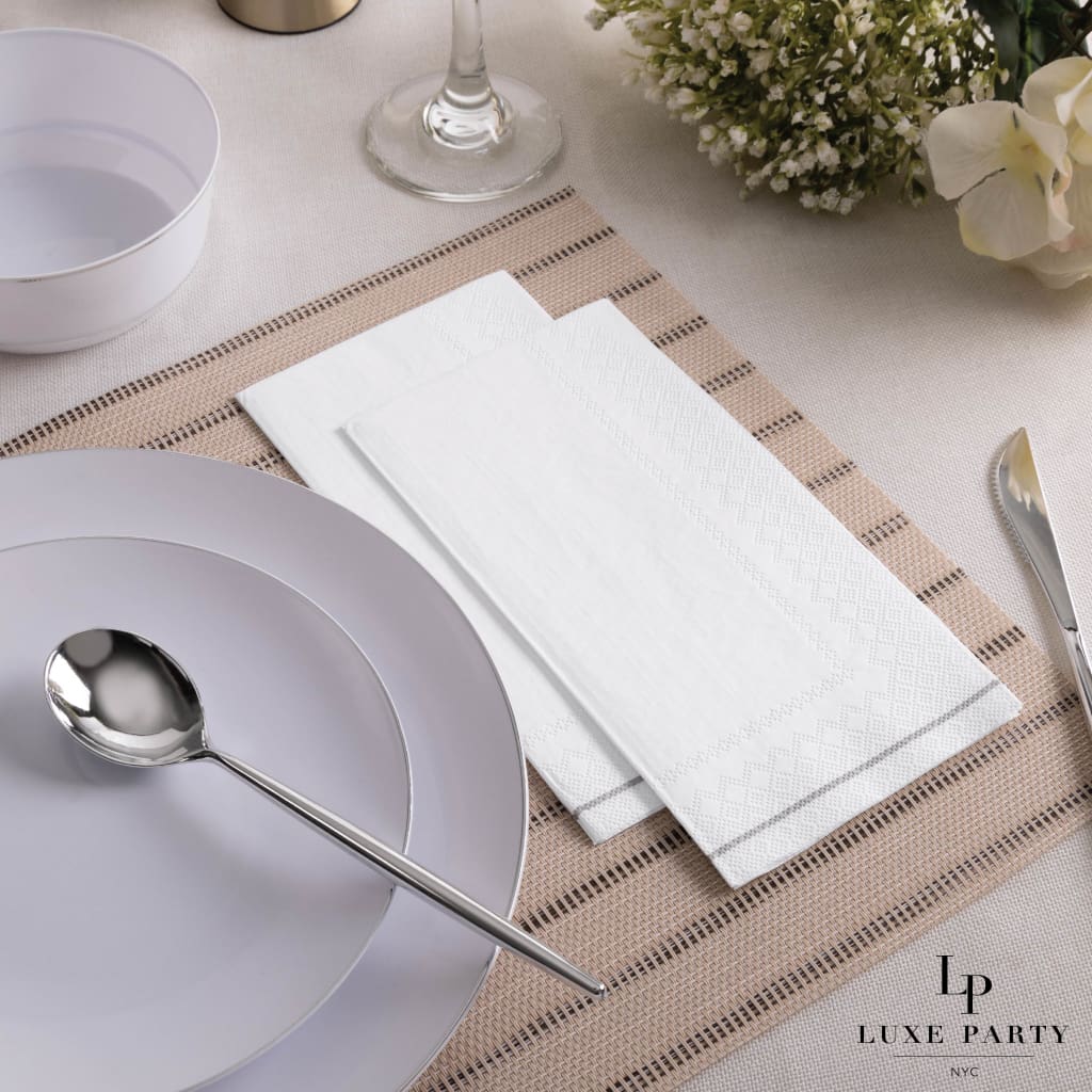 Table napkins set of 4 dinning white yellow stripe spring summer
