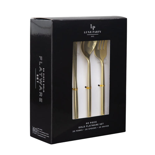 Luxe Party Plastic Cutlery Set - White Gold