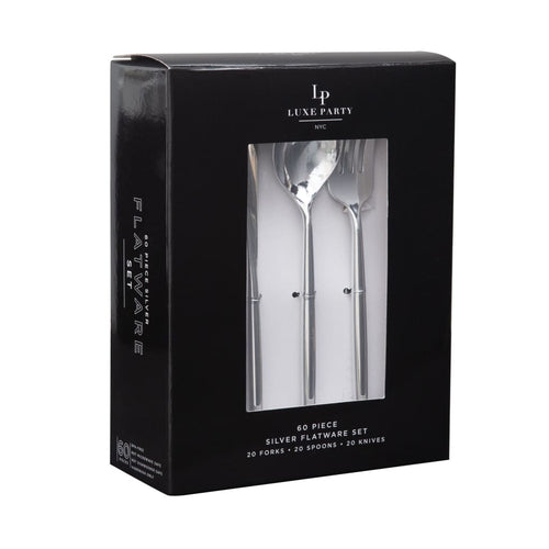 Luxe Party Neo Classic Clear and Silver Plastic Cutlery Set