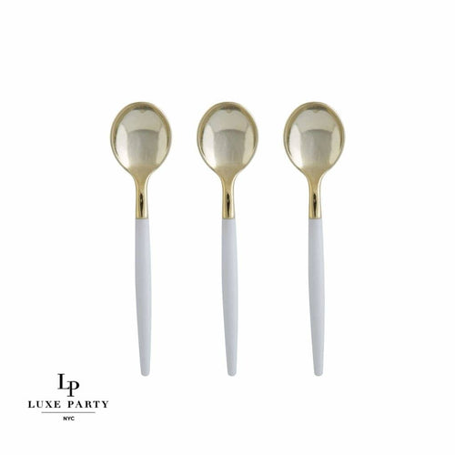 White and Gold Disposable Plastic Cutlery Set - Luxe Party – Luxe