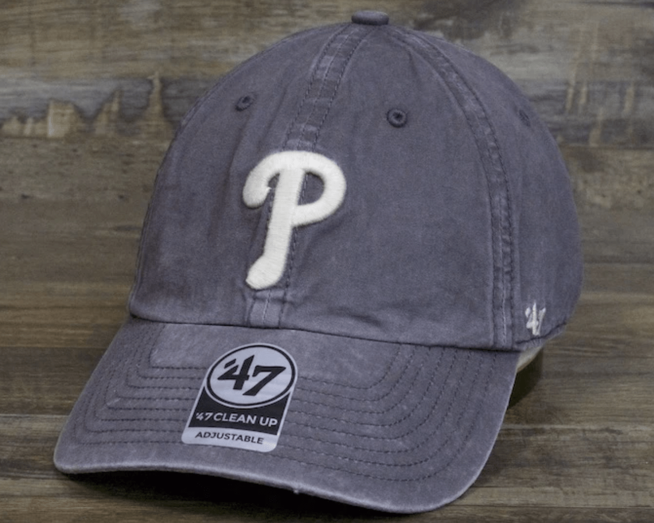 47 Brand, Unisex Phillies Cinder Hudson Clean Up Hat (Dark Grey