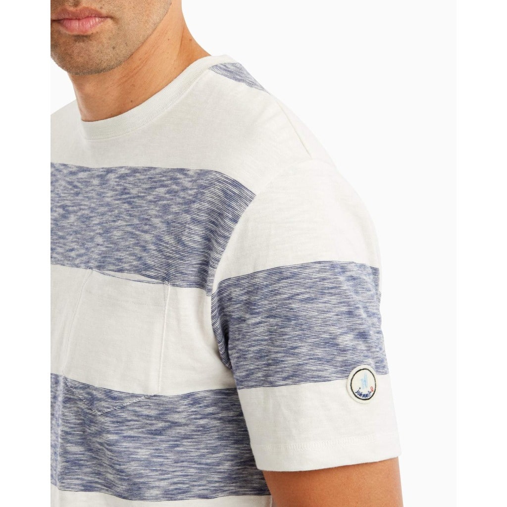 Men's large White and Navy Blue Striped T-shirt