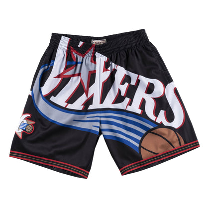 Mitchell & Ness, Men's 76ers Big Face Short (Black) - Global Pursuit