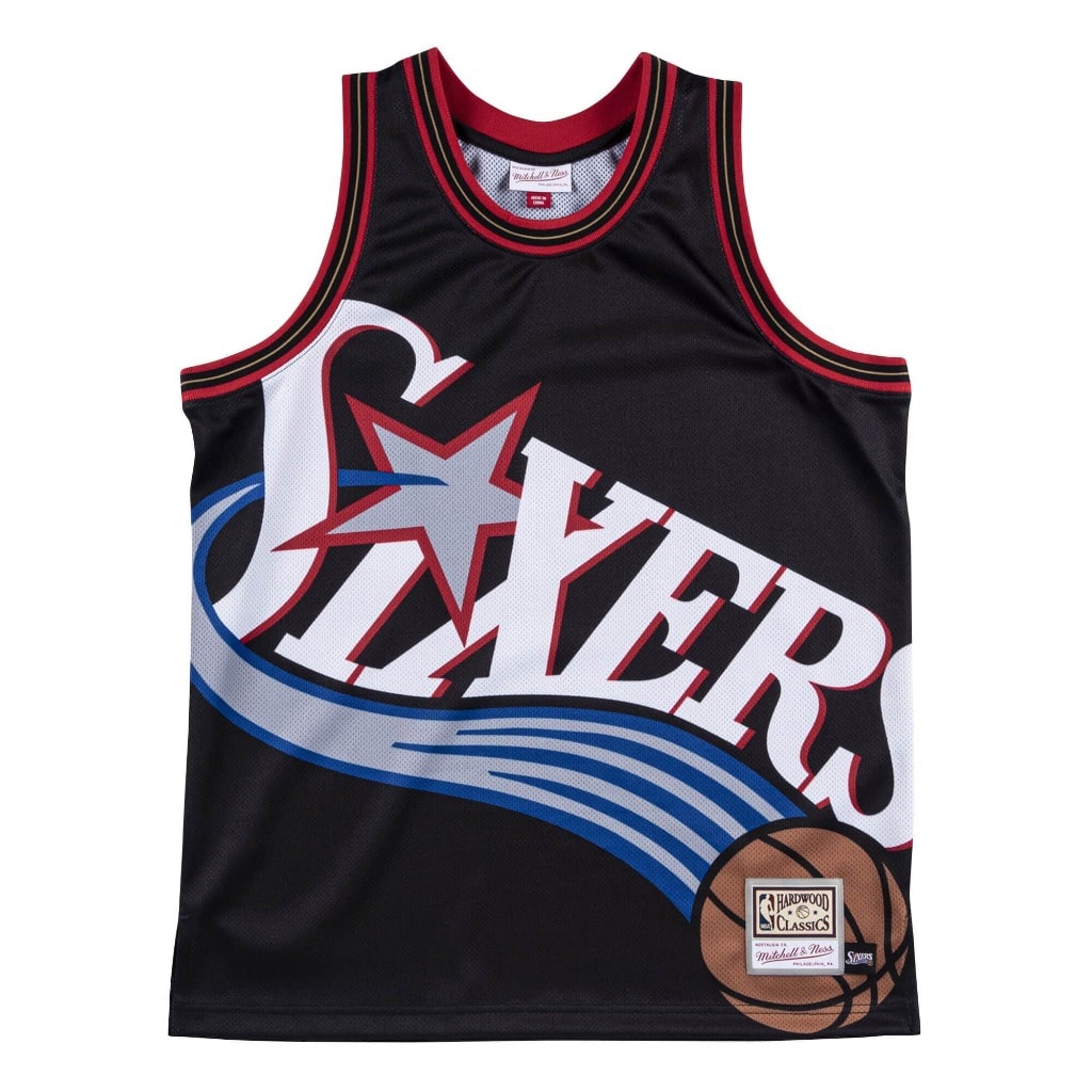 Mitchell & Ness, Men's 76ers Big Face Short (Black) - Global Pursuit