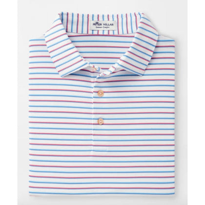 Blue White Stripe Jersey Polo Shirt