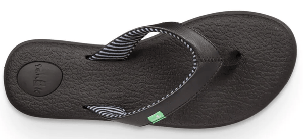 SANUK WOMEN'S SANDALS YOGA MAT CHAKRA BLACK FLIP FLOPS SLIP ON