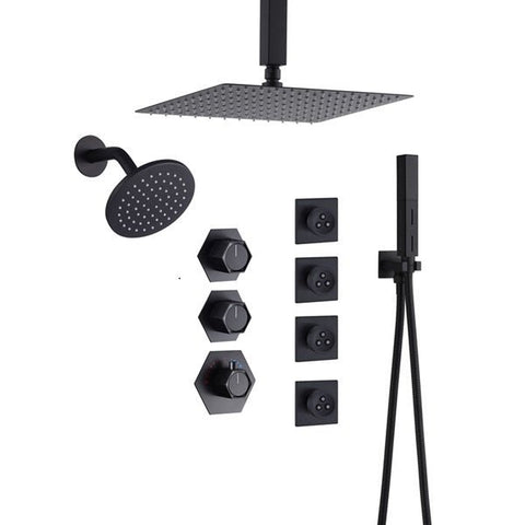 Cascada Bilbao 16" Matte Black Dual Shower Head System - Cascada Showers