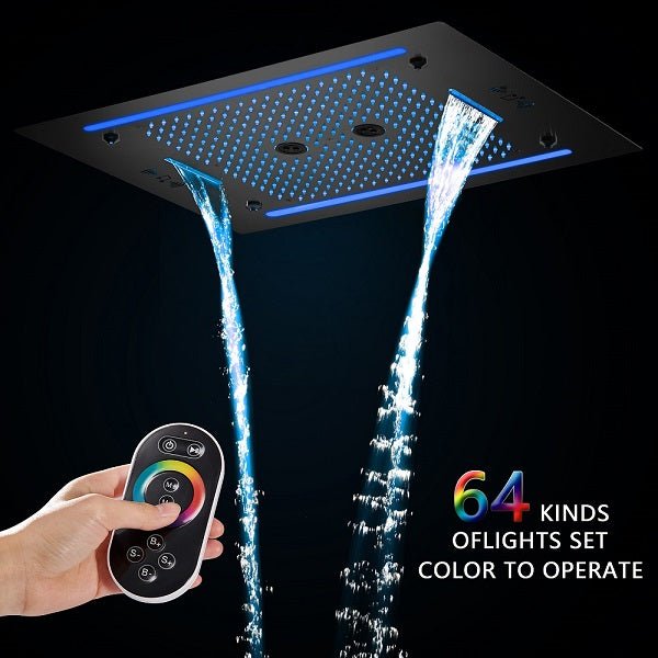 Cascada Venice 23"x31" Matte Black Music LED Showerhead - Cascada Showers