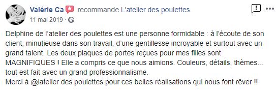 Avis client L'atelier des Poulettes