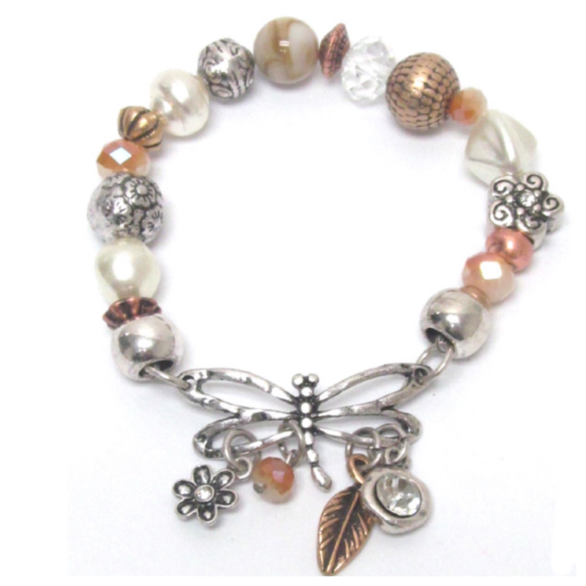 Adorable Dragonfly Multi Charm Stretch Bracelet