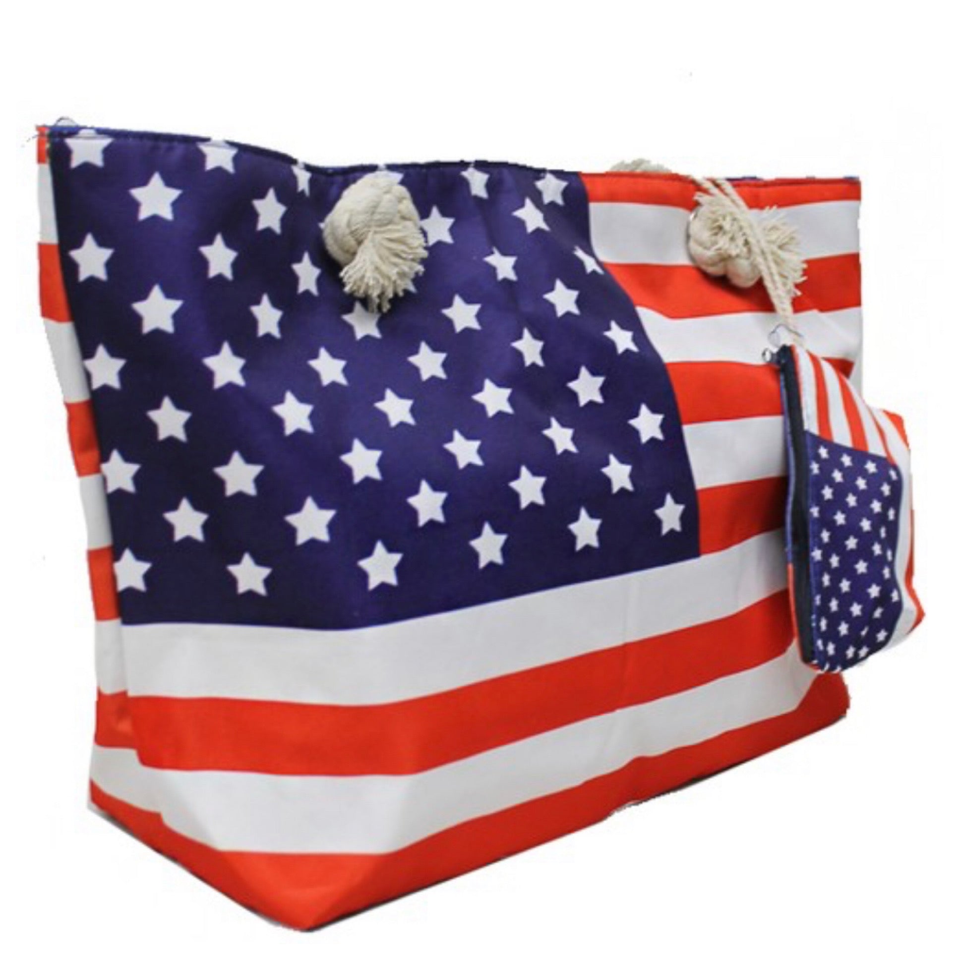 American Pride, American Flag Tote Bag with Coin Pouch