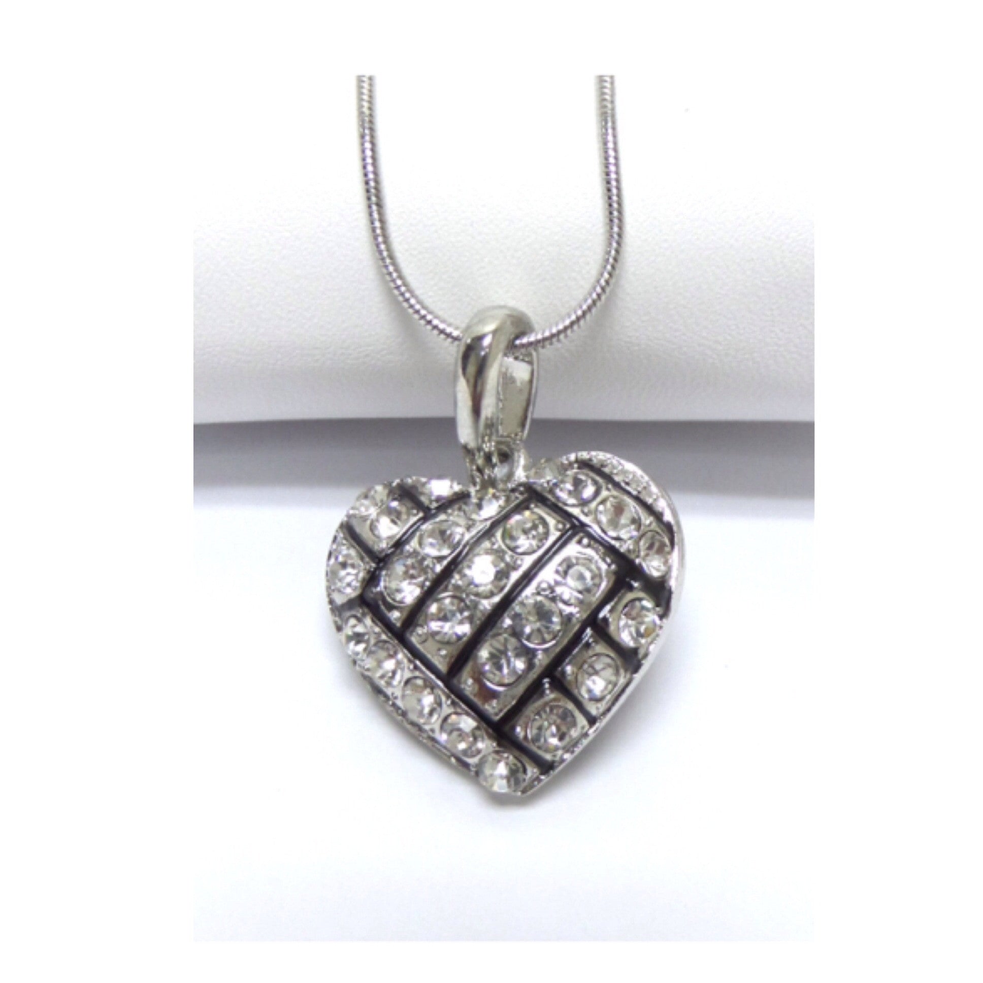 Crystal Accented Puffy Heart Volleyball Pendant Necklace