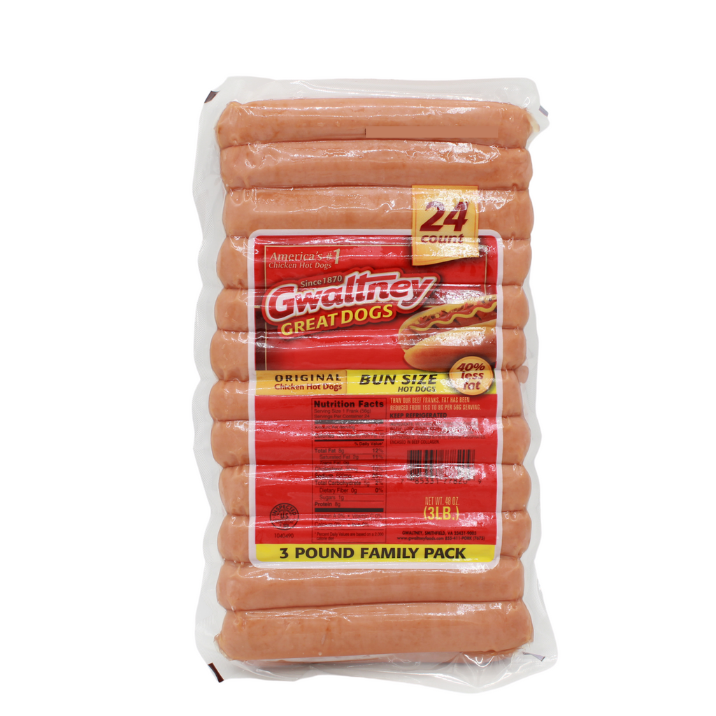 Gwaltney Hot Dogs, Turkey, 3 Pound Family Pack 48 Oz