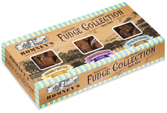A box containing three different flavours of Romney's Fudge