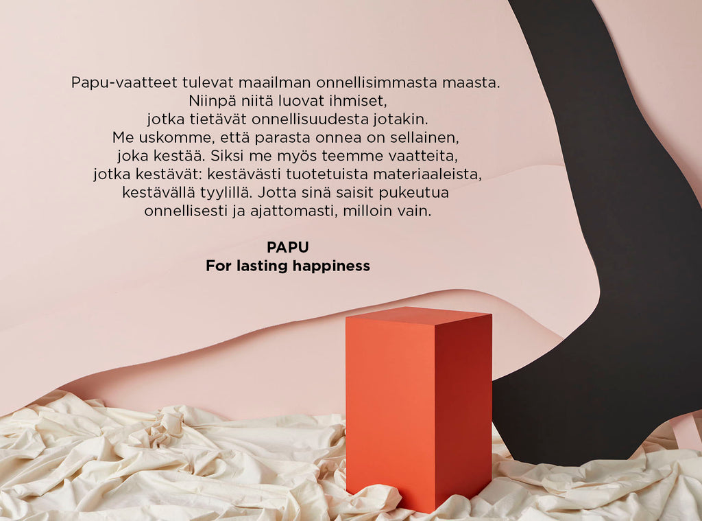 Papu Design vastuullisuus brändi tarina suomalainen naisten vaatteet