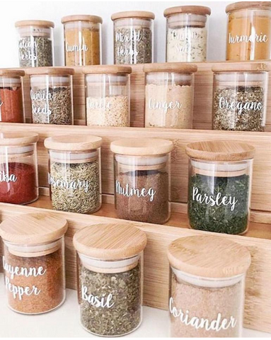 Bamboo Lid Glass Storage Pantry Jar, Kitchen Pantry Organisation