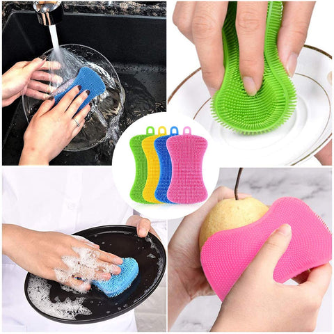 Metal Abrasive Sponges Kitchen Cleaning Sponge Brush for Pots and Pans 4pcs