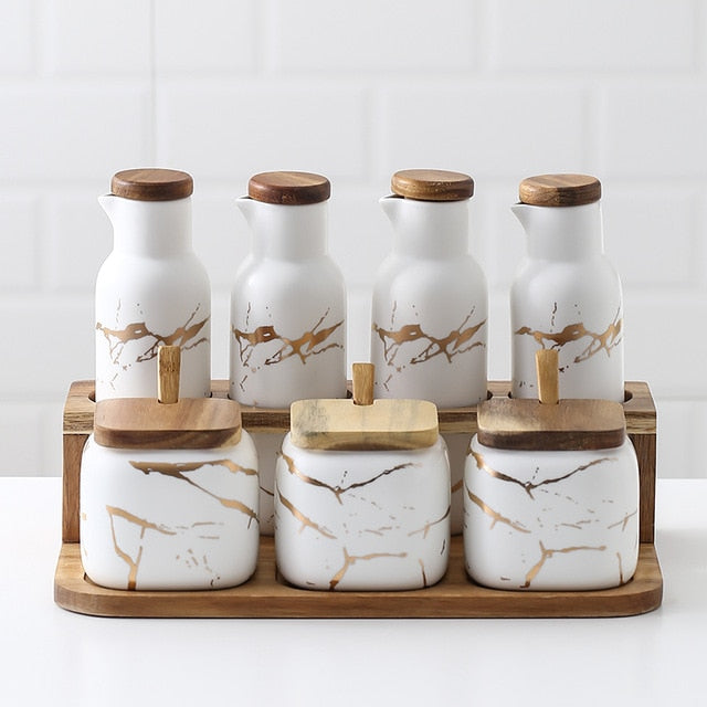 WHITE CERAMIC SPICE JARS That Organized Home