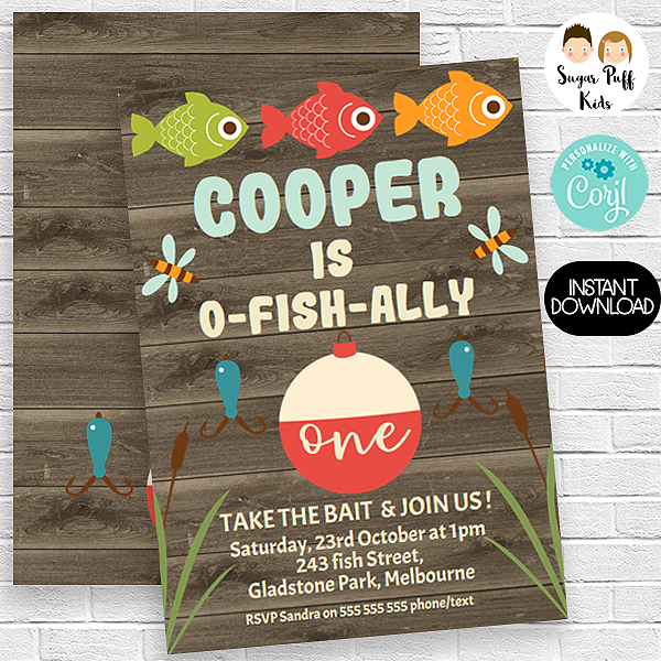 O-FISH-ALLY Fishing Baby Shower Invitation, Zazzle