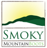 logo image with mountains silhouette and text "smoky mountain boots"