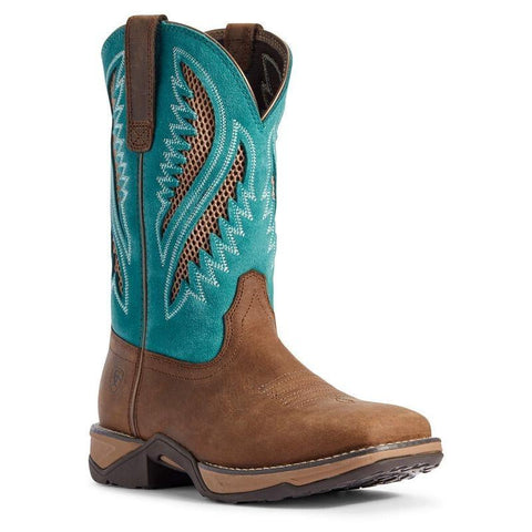 Ariat Women's Bright Eye II Brown Peacock Feather Square Toe Cowgirl B