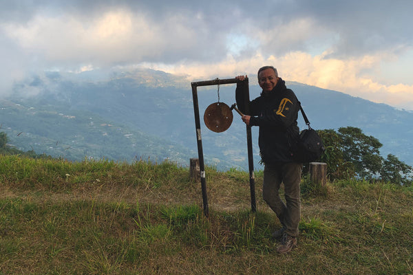 Lochan Gyawali with a very special bell 